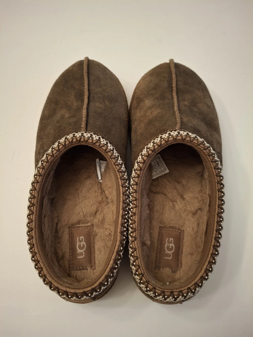 UGG Brown Suede Shearling Lined Slip-On Slippers
